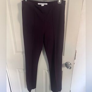 Diane Von Furstenberg Womens Zipper Fly High Rise Pleated Pants Purple Size 0